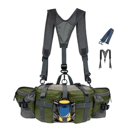 Outdoor Hüfttasche Wasserdicht Bauchtasche Bequeme Hüfttasche mit Flaschenhalter Hüfttasche Verstellbarer Gurt Leichte Laufgürteltasche 11,22 x 5,12 x 5,91 Zoll für Wandern Laufen Joggen, Army Green, von Iouyjiu