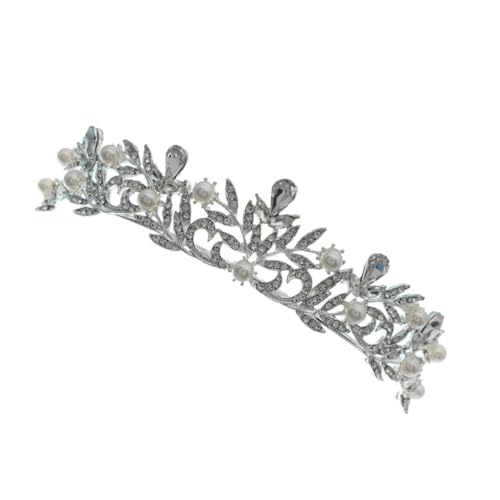 Ipetboom 1Stk Perlenkrone Damen stirnbänder Kronenkopfschmuck Hochzeitshaarschmuck für Frauen graceling Dirndl elegant beadalon Kopfschmuck mit Strasskrone Strass-Stirnband Legierung Silver von Ipetboom