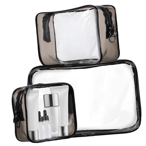 Ipetboom 3St Make-up-Aufbewahrungstasche Kosmetiktasche Produkte Make-up-Behälter große Kulturtasche aufbewahrungssack Storage Bags Kulturbeutel für die Reise Make-up-Reisekoffer PVC Black von Ipetboom