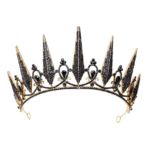 Ipetboom Hochzeit Stirnband Haarreifen Schwarze Tiara Haarschmuck Aus Strass Schwarzes Diadem Aus Strass Haarschmuck Für Die Braut Barocke Tiara Frauen Haarband Black von Ipetboom