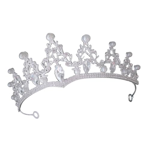 Ipetboom Krone Hochzeitsaccessoires Zubehör Hochzeit Tiara Hochzeits-Tiara Geburtstagsaccessoires für Frauen Hochzeitskopfschmuck für die Braut Haarschmuck für die Braut Kunstperlen Silver von Ipetboom