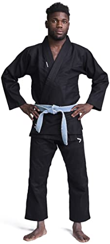 Ippon Gear BJJ GI Brazilian Jiu Jitsu Einsteiger Anzug inkl weißem Gürtel [Größe A4 I Pearl-Weave Material I 350gr/m² Stoffdichte I Reißfest] schwarz von IPPONGEAR