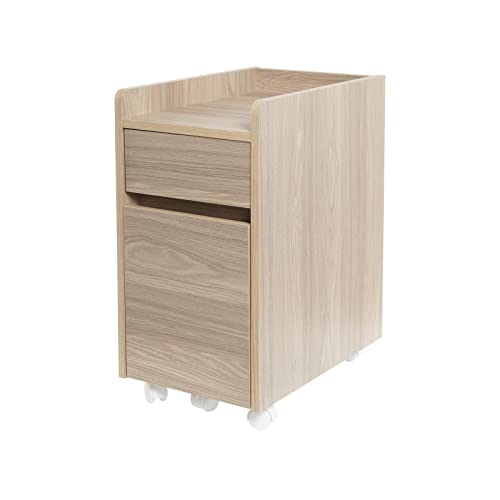 Iris Ohyama, Schreibtischcontainer, Mobiler Schrank, mit Rollen, 2 Schubladen und 1 Regal, Dokumente & Ordner, Einfache Montage, Schlafzimmer - Desk Cabinet FDK-3059- Hellbraun von Iris Ohyama