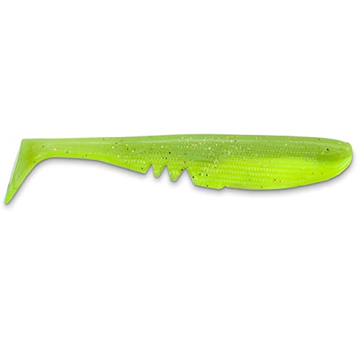 Iron Claw Moby SOFTBAITS Racker Shad 22 cm, 14 Farben, mit Hakenkanal, UV-Reaktives Material, 100% ungiftig, Made in Germany (FYC - Fluo Yellow/Chartreuse) von Iron Claw