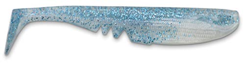 Iron Claw Moby SOFTBAITS - Racker Shad, 17 cm - 22 cm, 14 Farben, mit Häkelkanal, UV-Reaktivmaterial, 100% ungiftig, Made in Germany (BGP - Blue Glitter Pearl) von Iron Claw