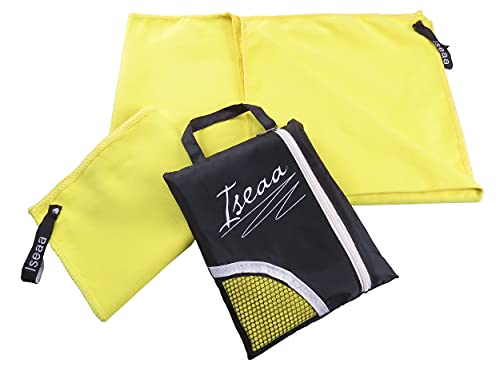 Iseaa 2er Set Mikrofaser Handtücher extrem saugfähig antibakteriell leicht Sporthandtuch Badetuch Saunatuch Strandtuch Yoga Tuch Microfaser Handtuch 100x50cm + 30x50cm Gelb Iseaa 2er Set Mikrofaser Handtücher extrem saugfähig antibakteriell leicht Sporthandtuch Badetuch Saunatuch Strandtuch Yoga Tuch Microfaser Handtuch 100x50cm + 30x50cm Gelb von Iseaa