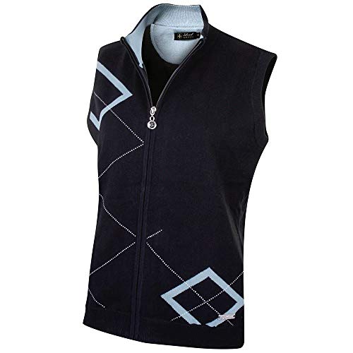 Insel Green Golf IGLKNT1754 Womens Mid Layer Zip Up Jacquard Gefüttert Diamant Patterned Full Zip Pullover, schwarz, Größe 16 Insel Green Golf IGLKNT1754 Womens Mid Layer Zip Up Jacquard Gefüttert Diamant Patterned Full Zip Pullover, schwarz, Größe 16 von Island Green