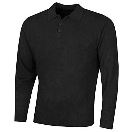 Insel Grün Herren IGKNT2062 Polo Langarm-Strickpullover - Schwarz - XL von Island Green