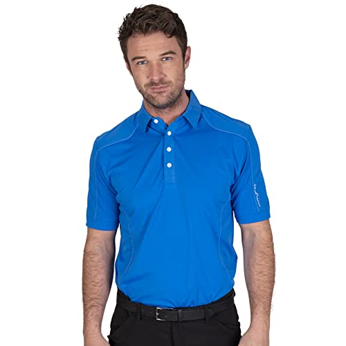 Island Green Logo Sleeve Contrast Button Placket CoolPass Performance Mens Golf Polo Shirt Marine Medium von Island Green