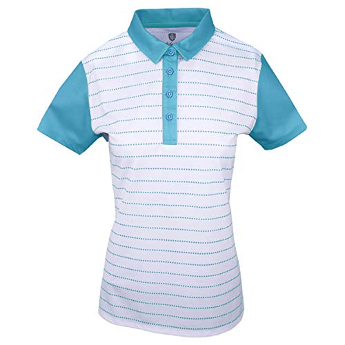 Island Green Damen Golf Ladies Contrast Sleeve Breathable Moisture Wicking Flexible Polo Shirt Polohemd, Tiefes Pool/Weiß, 12 von Island Green