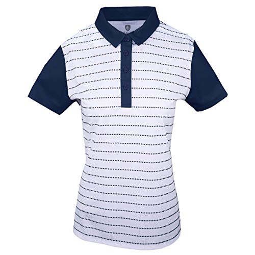 Island Green Damen Golf-Poloshirt, kontrastierende Ärmel, atmungsaktiv, feuchtigkeitsableitend, flexibel, Marineblau/Weiß Island Green Damen Golf-Poloshirt, kontrastierende Ärmel, atmungsaktiv, feuchtigkeitsableitend, flexibel, Marineblau/Weiß von Island Green