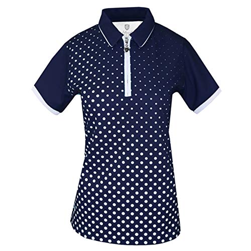 Island Green Damen Golf-Poloshirt für Damen, sublimiert, Reißverschluss, atmungsaktiv, feuchtigkeitstransportierend, flexibel, Marineblau/Weiß von Island Green