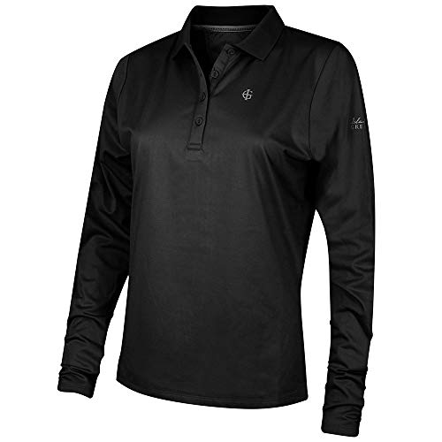 Island Green Golf IGLTOP1696 Damen Poloshirt, atmungsaktiv, 2-Wege-Stretch, langärmelig, Sport, Schwarz, Größe 44 von Island Green