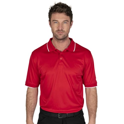 Island Green Herren Golf IGTS1899 Zurück Yoke-Detail-Polo-Hemd - Rot - M von Island Green