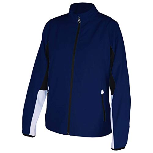 Island Green Insel Grün Frauen Golf Full Zip Water Repellent Mid Layer Top Pullover, Navy/Schwarz/Weiß, UK 16 von Island Green