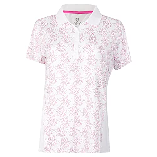 Island Green Insel Grün Frauen IGLTS2052 Freesie Print-Polo-Hemd - Weiß/Hot Rosa - S von Island Green