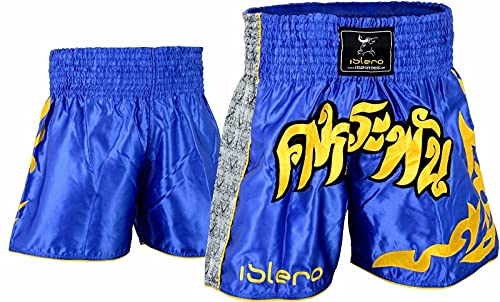 Islero Muay Thai Shorts Fight MMA Kickboxen Shorts Grappling Martial Arts Gear UFC Cage Fighting Shorts Herren Kleidung XS blau von Islero Fitness