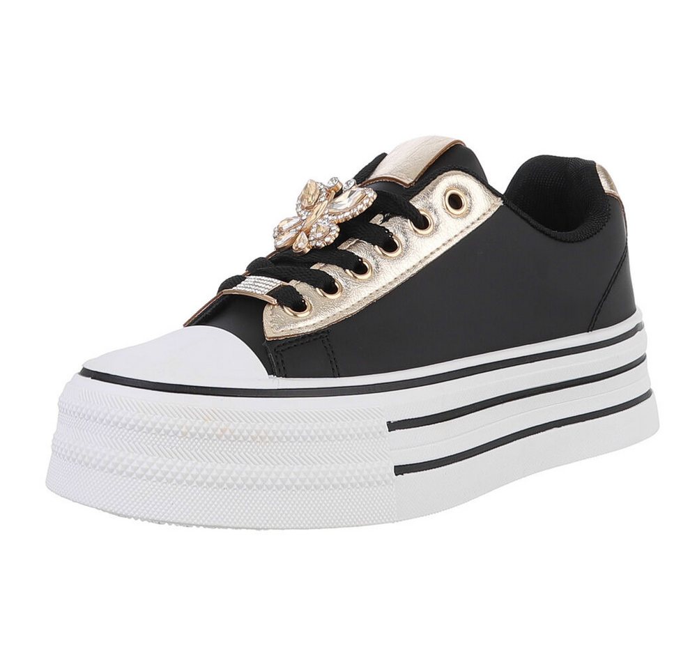 Ital-Design Damen Low-Top Freizeit Sneaker (88671941) Flach Sneakers Low in Schwarz von Ital-Design