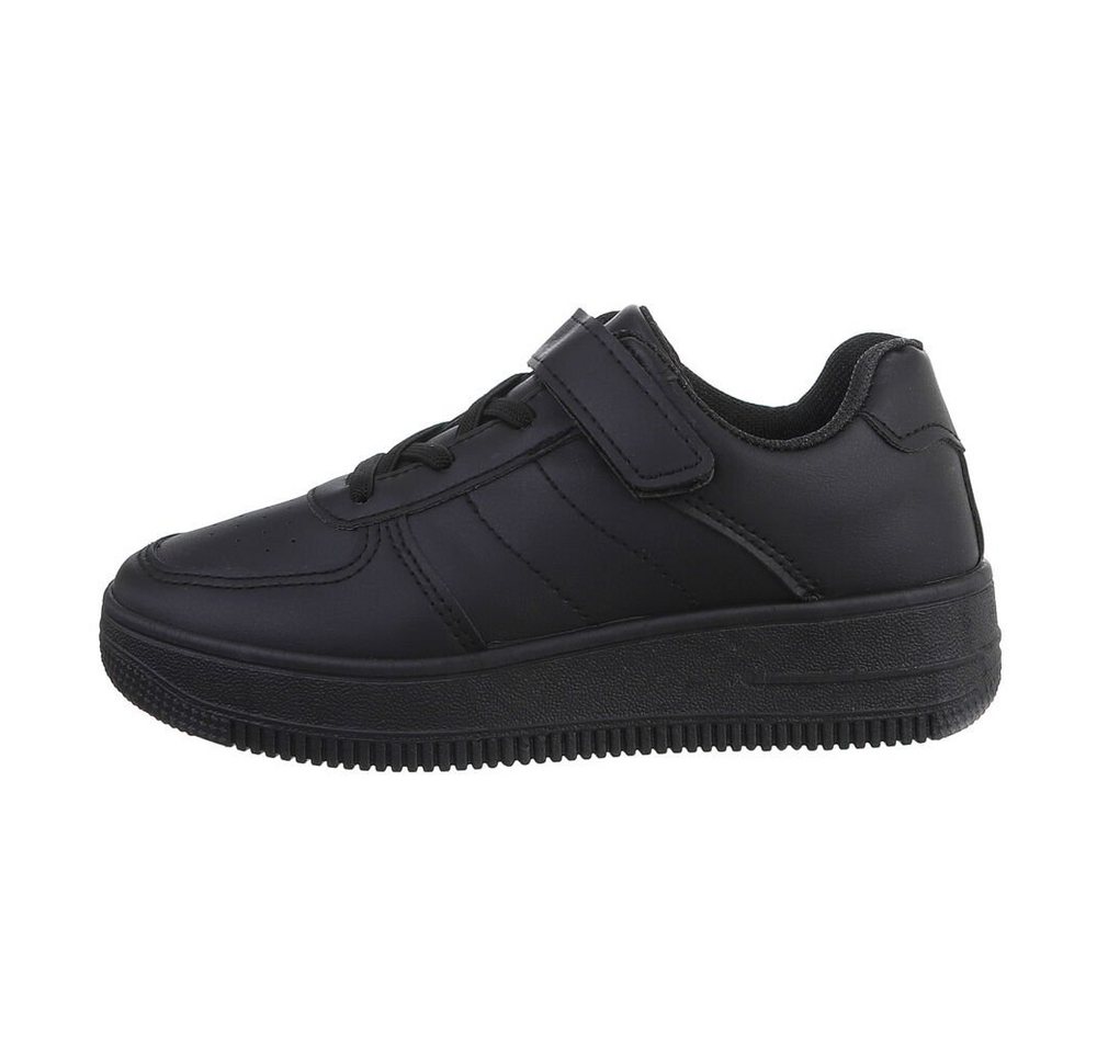 Ital-Design Kinder Low-Top Freizeit Sneaker Flach Freizeitschuhe in Schwarz von Ital-Design