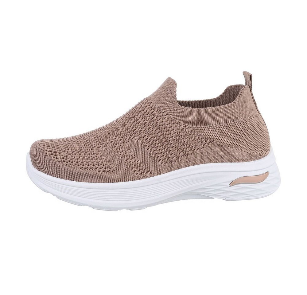 Ital-Design Damen Low-Top Freizeit Sneaker Flach Sneakers Low in Hellbraun von Ital-Design