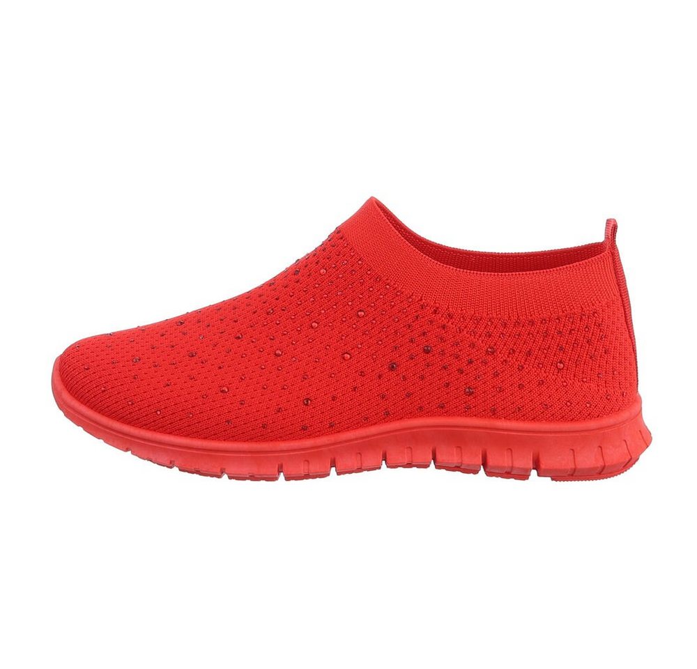 Ital-Design Damen Low-Top Freizeit Sneaker Flach Sneakers Low in Rot von Ital-Design