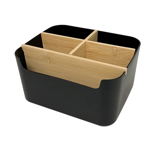 Itkcozcg Bürobedarf, multifunktionaler Schreibtisch-Stift-Organizer, platzsparende Schreibtisch-Organizer mit 5 Fächern, Holz-Fernbedienungshalter, Schwarz , 18.2*14.8*9.2cm, Bürobedarf von Itkcozcg