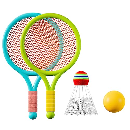 Itkcozcg Kinder-Tennisschläger-Set, weiches Training, Badminton, Federbälle, Tennisschläger-Sets für Kinder, Outdoor-Indoor-Sport von Itkcozcg