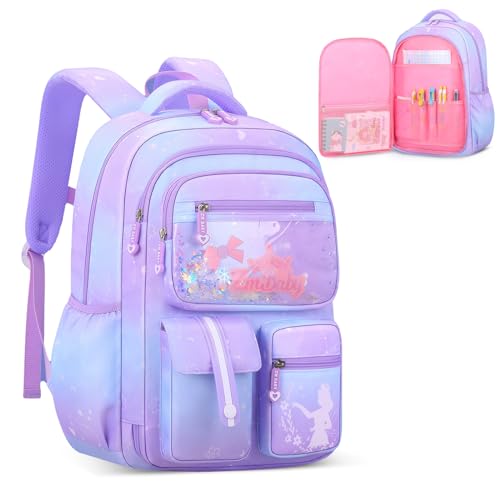 IvyH Kinderrucksack Mädchen Rucksack Kinder 6-10 Jahren, Schultasche Mädchen 1-3. Klasse Schulranzen Groß für Grundschule Kindergartenrucksack für Schule und Reisen, Lila IvyH Kinderrucksack Mädchen Rucksack Kinder 6-10 Jahren, Schultasche Mädchen 1-3. Klasse Schulranzen Groß für Grundschule Kindergartenrucksack für Schule und Reisen, Lila von IvyH
