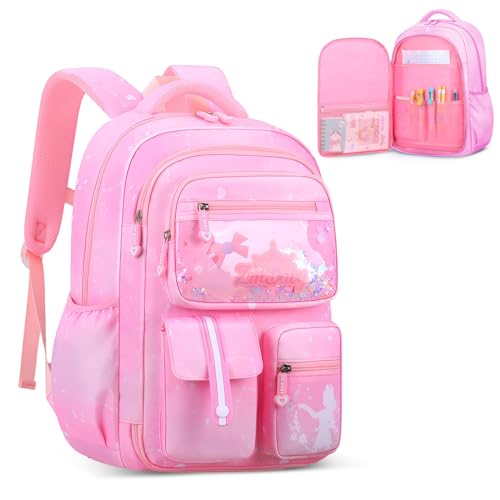 IvyH Kinderrucksack Mädchen Rucksack Kinder 6-10 Jahren, Schultasche Mädchen 1-3. Klasse Schulranzen Groß für Grundschule Kindergartenrucksack für Schule und Reisen, Rosa IvyH Kinderrucksack Mädchen Rucksack Kinder 6-10 Jahren, Schultasche Mädchen 1-3. Klasse Schulranzen Groß für Grundschule Kindergartenrucksack für Schule und Reisen, Rosa von IvyH