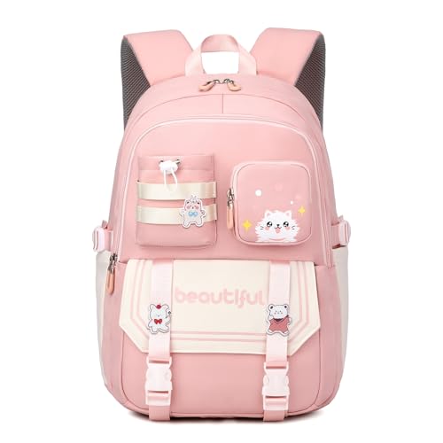 IvyH Schulrucksack Mädchen – Kinderrucksack Große Kapazität Daypack Wasserdicht, Schultaschen Ideal für Mädchen Jungen im Alter von 2-6. Klasse, Rosa von IvyH