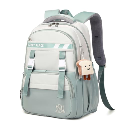 IvyH Schulrucksack Mädchen Rucksack Teenager, Wasserdicht Schulranzen Mädchen der 5. bis 9. Klasse, Modisch Lässiger Daypack aus Nylon mit Große Kapazität, Grün IvyH Schulrucksack Mädchen Rucksack Teenager, Wasserdicht Schulranzen Mädchen der 5. bis 9. Klasse, Modisch Lässiger Daypack aus Nylon mit Große Kapazität, Grün von IvyH