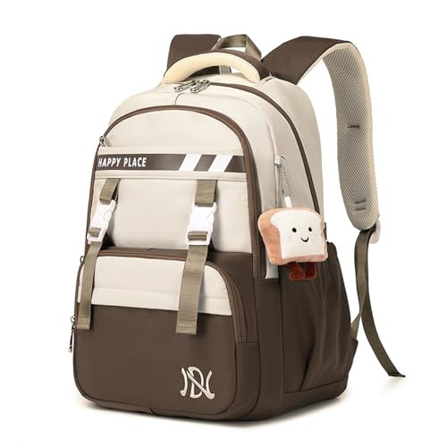 IvyH Schulrucksack Mädchen Rucksack Teenager, Wasserdicht Schulranzen Mädchen der 5. bis 9. Klasse, Modisch Lässiger Daypack aus Nylon mit Große Kapazität, Khaki IvyH Schulrucksack Mädchen Rucksack Teenager, Wasserdicht Schulranzen Mädchen der 5. bis 9. Klasse, Modisch Lässiger Daypack aus Nylon mit Große Kapazität, Khaki von IvyH
