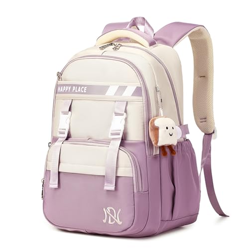 IvyH Schulrucksack Mädchen Rucksack Teenager, Wasserdicht Schulranzen Mädchen der 5. bis 9. Klasse, Modisch Lässiger Daypack aus Nylon mit Große Kapazität, Lila IvyH Schulrucksack Mädchen Rucksack Teenager, Wasserdicht Schulranzen Mädchen der 5. bis 9. Klasse, Modisch Lässiger Daypack aus Nylon mit Große Kapazität, Lila von IvyH