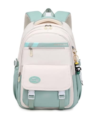 IvyH Schulrucksack Teenager Rucksack Mädchen Jungen, Lässige Daypack groß Wasserdicht für Mädchen 3-9. klasse Schulranzen für die Oberstufe College Reiserucksack, Grün von IvyH