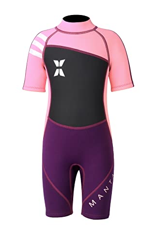Kids Shorty Neoprenanzug, 2,5 mm Neopren Einteiler Badeanzüge UV-Schutz Badeanzüge für Mädchen Jungen Schwimmen Tauchen Schnorcheln Surfen von IvyH