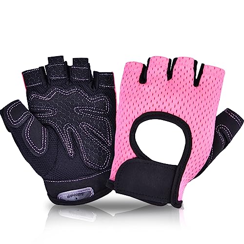 Fahrradhandschuhe für Frauen Männer MTB Trainingshandschuhe Radsporthandschuhe als Halbfinger Geeignet für Rennrad und Mountainbike Kraftsport rutschfeste,Sommerhandschuhe für Männe und Frauen,Rosa M von IvyLife