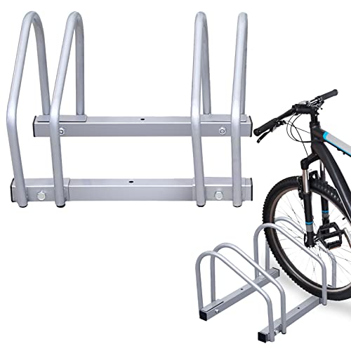 Izrielar Fahrradständer für 2 Fahrräder 35-55 mm Reifenbreite, Radabstand Radständer Mehrfachständer Fahrradparker, Boden und Wandmontage, 26x41x32 cm von Izrielar