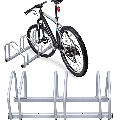 Izrielar Fahrradständer für 3 Fahrräder 35-55 mm Reifenbreite, Radabstand Radständer Mehrfachständer Fahrradparker, Boden und Wandmontage, 26x70.5x32 cm von Izrielar
