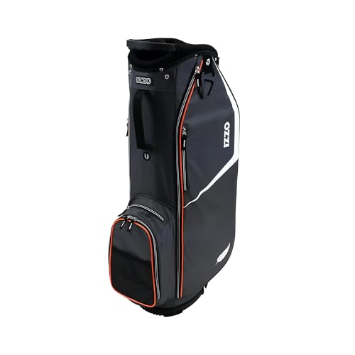 Izzo Golf Izzo Ultra-Lite Golftasche mit einzelnem Gurt & exklusiven Funktionen, Grau/Orange von Izzo