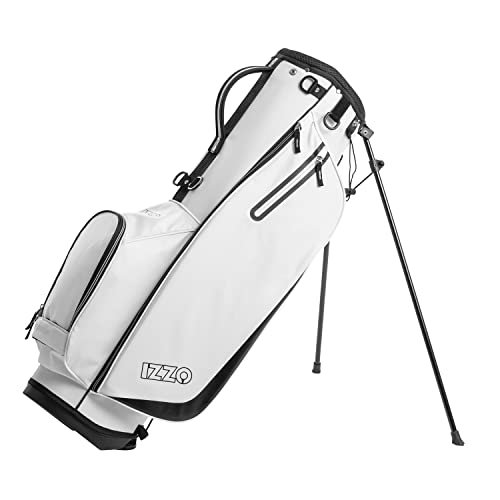 Izzo Golf Ultra-Lite Golftasche mit Zwei Riemen und exklusiven Funktionen, Ultra Lite Golftasche mit Standfunktion, Weiß/Schwarz von Izzo