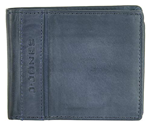 J JONES JENNIFER JONES Echt-Leder Herren Geldbörse mit RFID-Schutz (Navy-Blau) von J JONES JENNIFER JONES