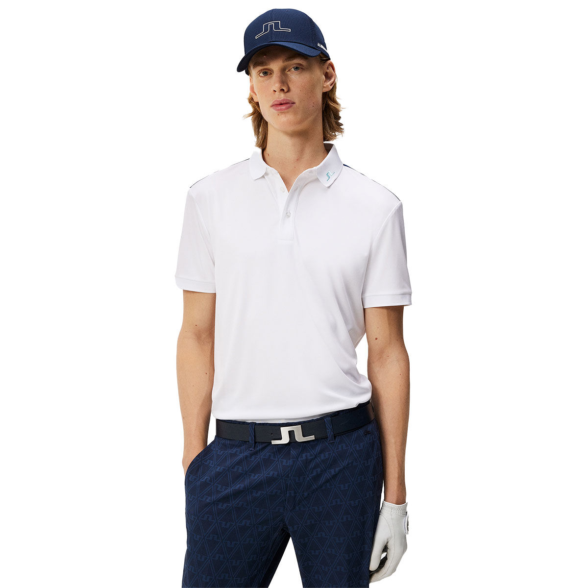 J.Lindeberg Men's Jeff Golf Polo Shirt, Mens, White, Large | American Golf von J Lindeberg