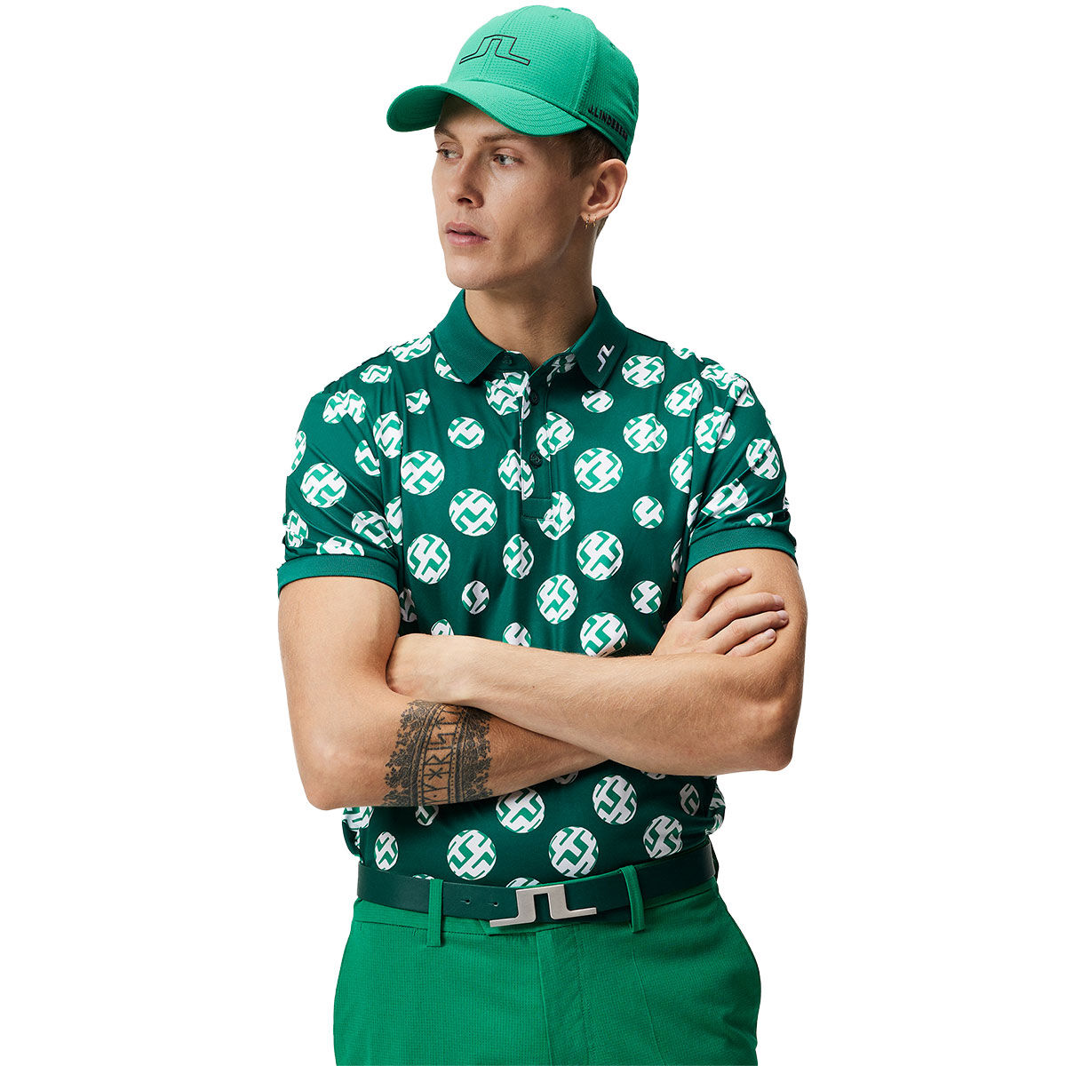 J.Lindeberg Men's KV Print Golf Polo Shirt, Mens, Rain forest sphere dot, Xxl | American Golf von J Lindeberg