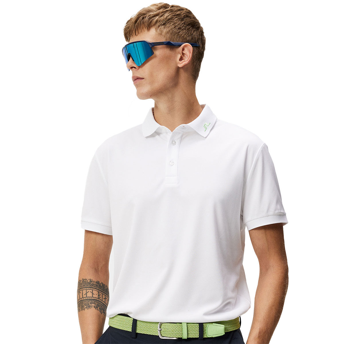 J.Lindeberg Men's KV Reg Fit Print Golf Polo Shirt, Mens, White/lime, Xxl | American Golf von J Lindeberg