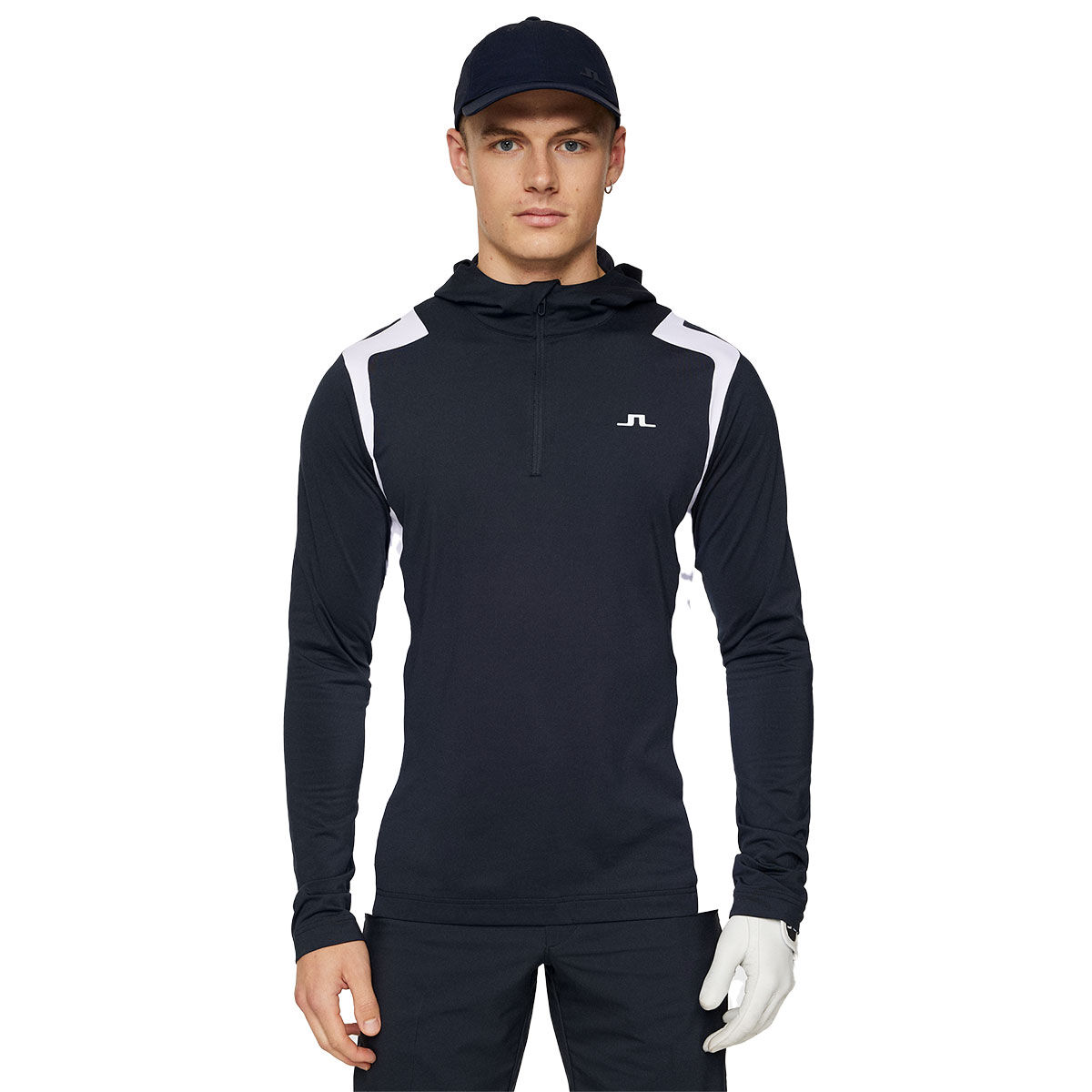 J.Lindeberg Men's Lukas Quarter Zip Golf Hoodie, Mens, Navy, Small | American Golf von J Lindeberg