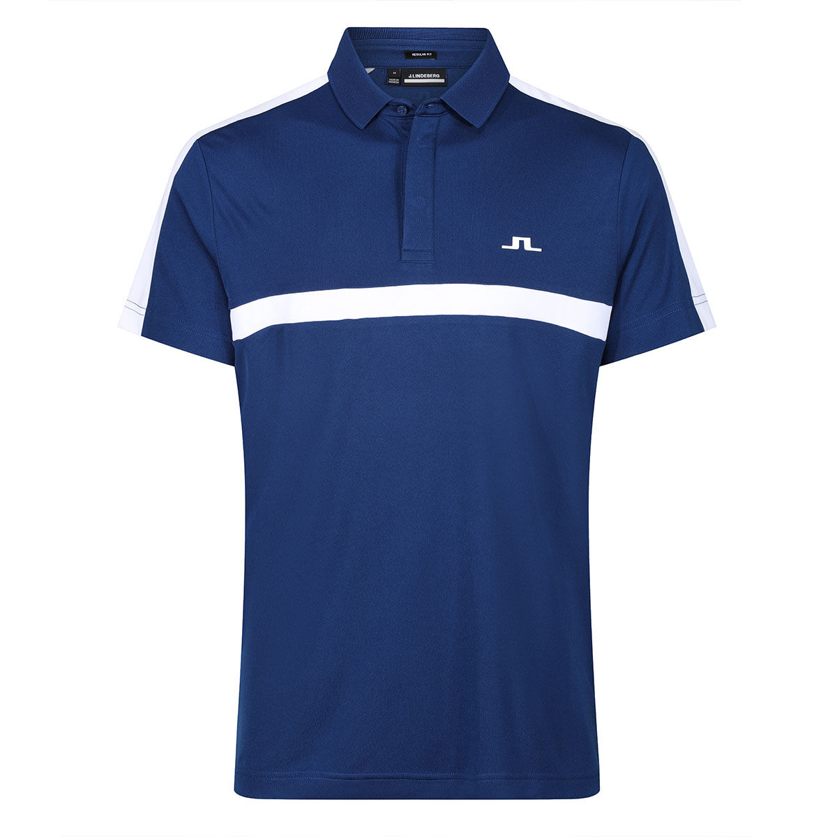 J.Lindeberg Men's Sebastian Chest Stripe Golf Polo Shirt, Mens, Estate blue, Large | American Golf von J Lindeberg