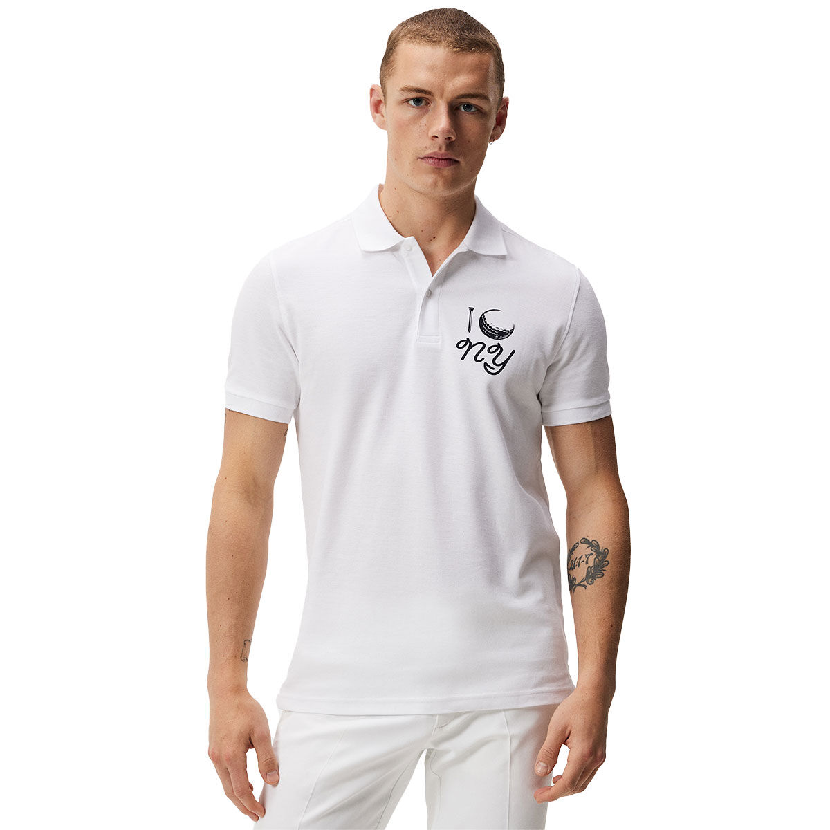 J.Lindeberg Men's Troy Tour Collection Golf Polo Shirt, Mens, White, Large | American Golf von J Lindeberg