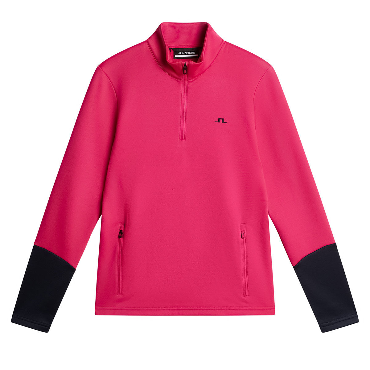 J.Lindeberg Womens Aerial Blocked Quarter Zip Golf Mid Layer, Female, Pink peacock, Xl | American Golf von J Lindeberg