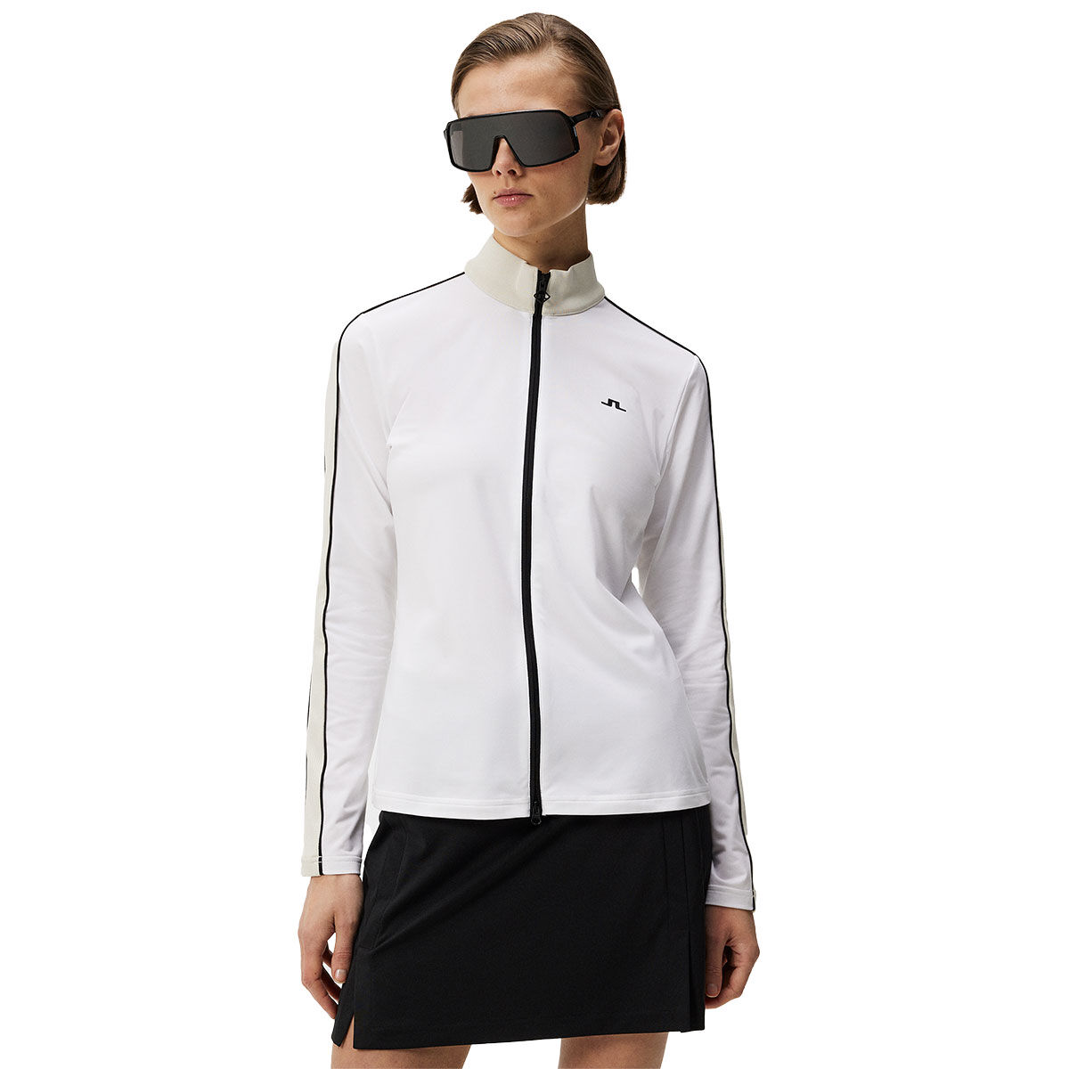 J.lindeberg Womens Tamara Full Zip Golf Mid Layer, Female, White, Large | American Golf von J Lindeberg