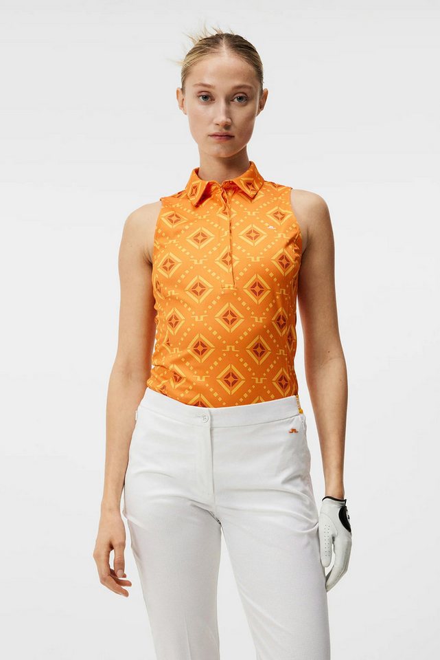 J.LINDEBERG Poloshirt J.Lindeberg Golfpolo Dena Print Sleeveless Orange Damen L von J.LINDEBERG